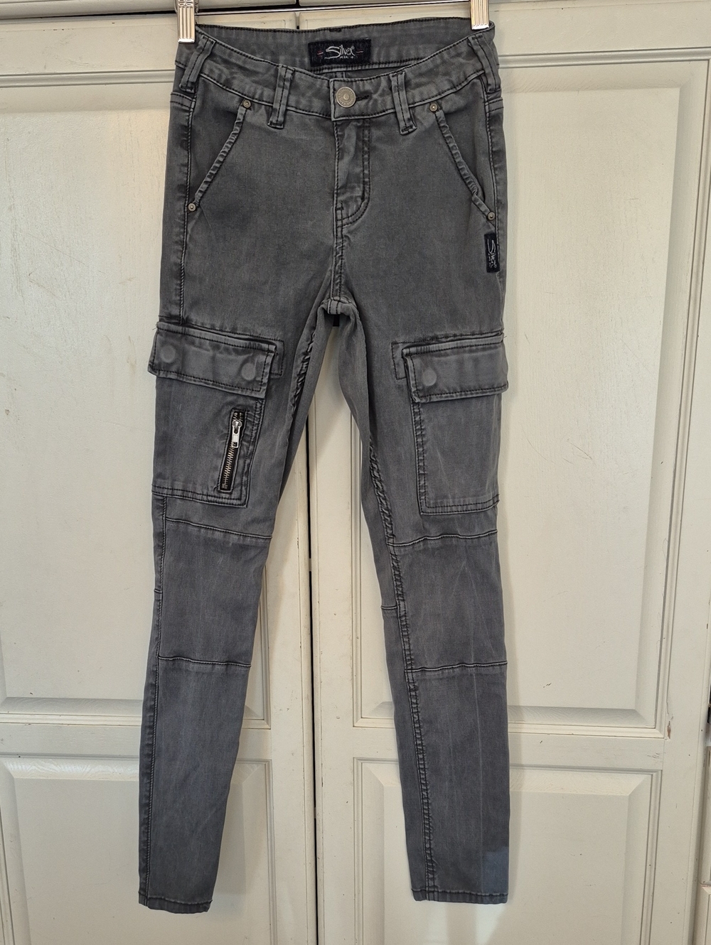 Grey Cargo Skinny Jeans for Women